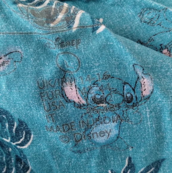 Disney  LILO AND STITCH Teal Blue PJ Pajama Night Sleep Wear Shirt Tank Top Girl - Picture 7 of 10